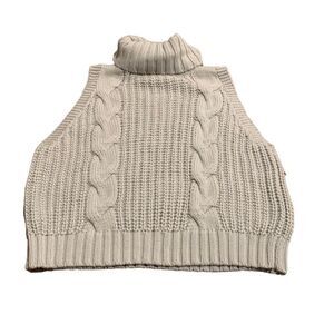 Kendall & Kylie Women’s Cableknit Sleeveless Turtleneck Sweater Small